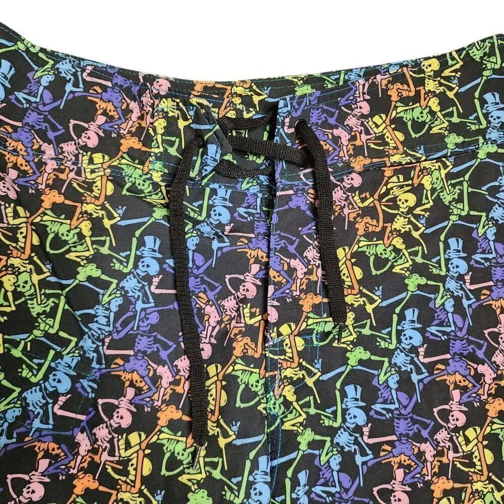 Jammin Warrior Grateful Dead Board Shorts Swim Trunks Mens L Black Skeletons
